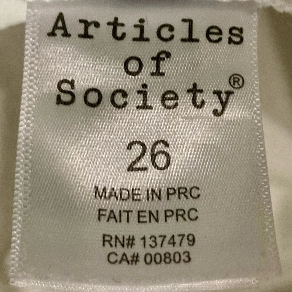 Articles of Society Women’s‎ Size 26 Cannes Wash White Distressed Jeans